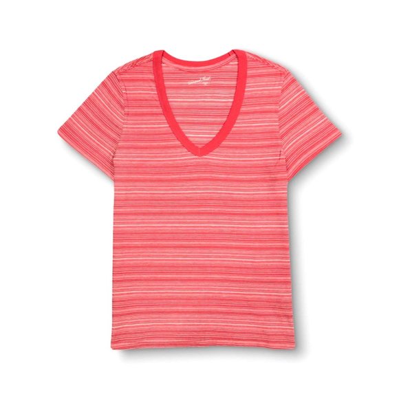 Universal Thread Tops - Red/White Stripe V-Neck T-Shirt - Sizes XS, S